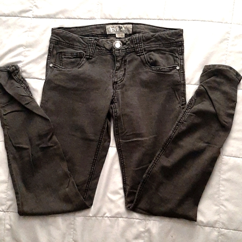 Grey skinny rouched ankle jeans